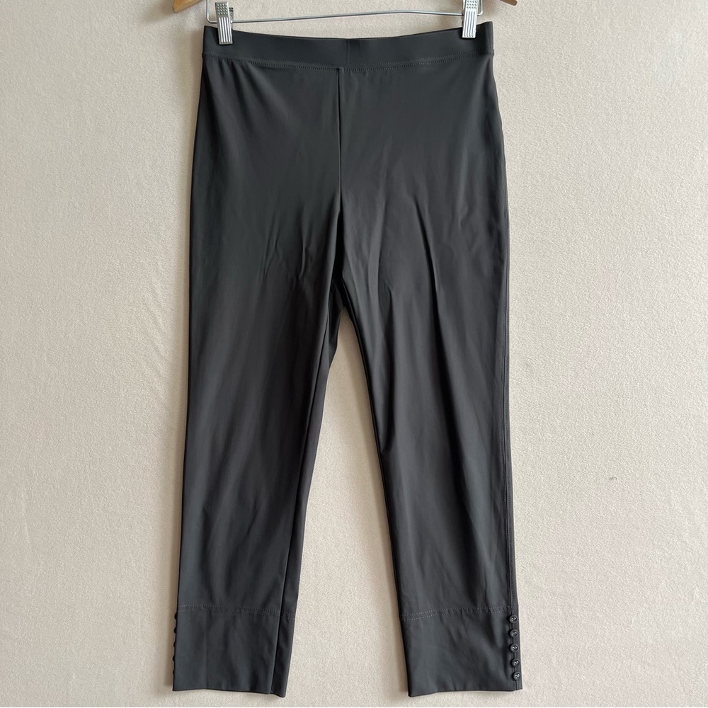 IC by Connie‎ K Brown Taupe Cropped Slim Pants Side Hem Button Detail Women’s  M